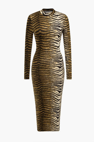 Leona | Robe midi élégante à imprimé léopard – Sauvage & Stylée