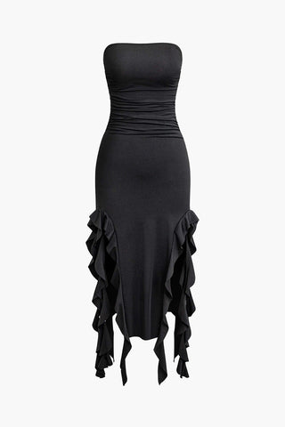Sofia | Robe maxi bandeau élégante avec détails volant – Raffinement intemporel