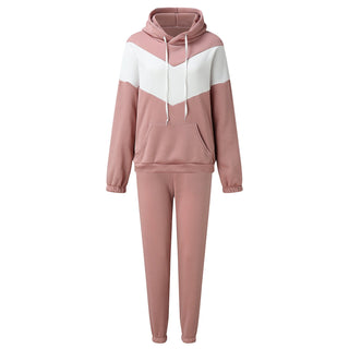 Ensemble sweat à capuche rose poudré et blanc cassé, jogging assorti