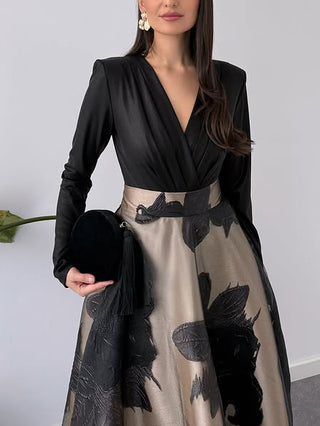 Robe Maxi | Col V Croisé | Motif Floral