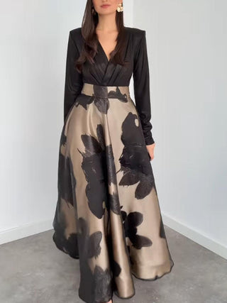 Robe Maxi | Col V Croisé | Motif Floral