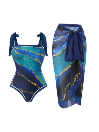 Maillot De Bain Une Pièce | Motif Imprimé | Bretelles À Nouer