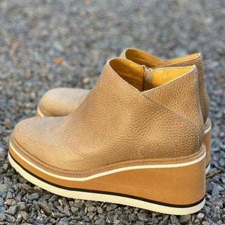 Bottines pour femme en suède avec semelle plateforme et fermeture latérale