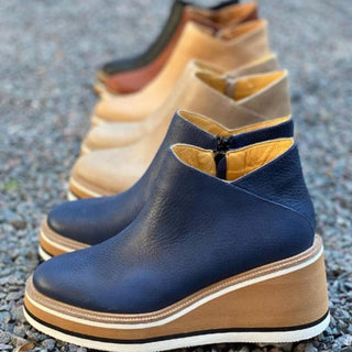 Bottines pour femme en suède avec semelle plateforme et fermeture latérale