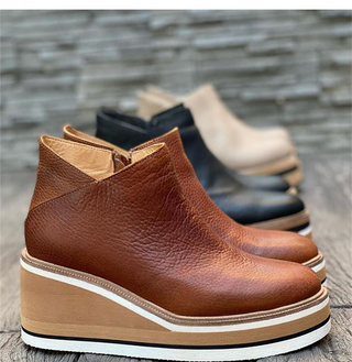 Bottines pour femme en suède avec semelle plateforme et fermeture latérale