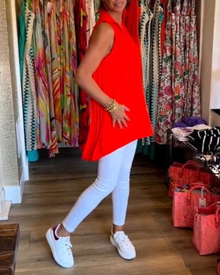 Chemise Sans Manches | Col Ouvert | Ourlet Asymétrique