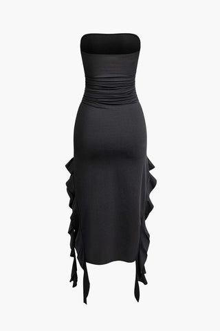 Sofia | Robe maxi bandeau élégante avec détails volant – Raffinement intemporel