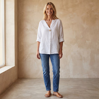 ARAI – Top Boutonné en Coton et Lin