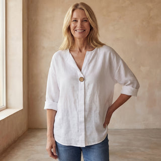 ARAI – Top Boutonné en Coton et Lin