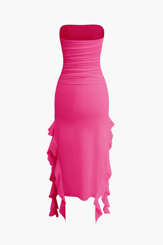 Sofia | Robe maxi bandeau élégante avec détails volant – Raffinement intemporel