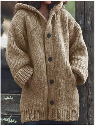 Cardigan à capuche en maille épaisse pour femme