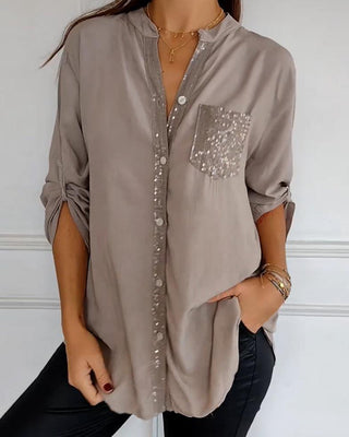 Chemise | Boutons Devant | Poche Poitrine Sequins