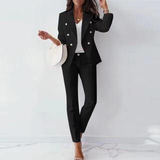 Ensemble pantalon et blazer double boutonnage pour femme