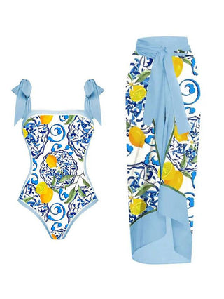 Maillot De Bain Une Pièce | Motif Imprimé | Bretelles À Nouer