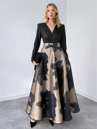 Robe Maxi | Col V Croisé | Motif Floral