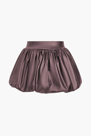 Cordula | Jupe mini ballon extravagante en simili cuir avec ceinture élastique