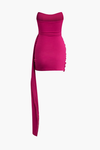 Selina | Robe mini bandeau asymétrique avec drapés – Élégance sensuelle pour des occasions spéciales