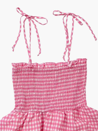Wibke | Charmante robe d'été à carreaux rose et blanc