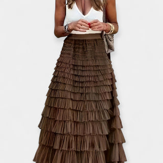 Jupe Boho avec Finition en Satin de Maille Ouverte