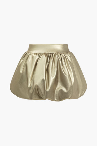 Cordula | Jupe mini ballon extravagante en simili cuir avec ceinture élastique
