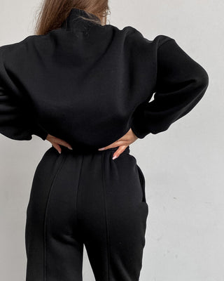 Ensemble de survêtement bébé noir, vue dos : sweat à manches longues et pantalon
