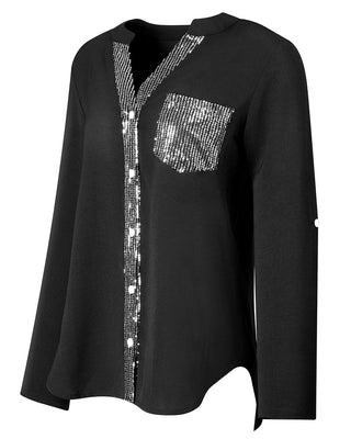 Chemise | Boutons Devant | Poche Poitrine Sequins
