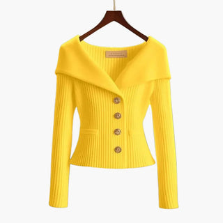 Cardigan ajusté en maille pour femme avec col élégant
