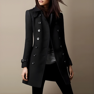 Veste blazer femme noire à boutons brillants, col châle et manches longues