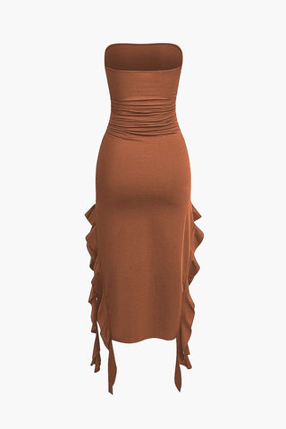 Sofia | Robe maxi bandeau élégante avec détails volantés – Élégance intemporelle