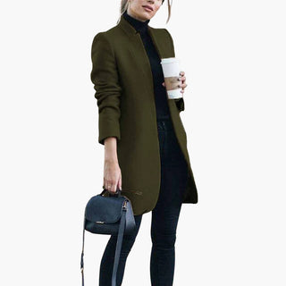 Manteau femme à coupe droite avec col minimaliste