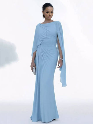Robe Maxi | Drapé Taille | Manches Cape