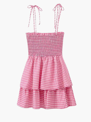 Wibke | Charmante robe d'été à carreaux rose et blanc