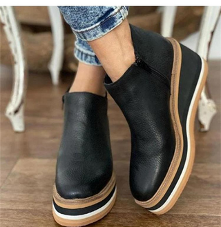 Bottines pour femme en suède avec semelle plateforme et fermeture latérale