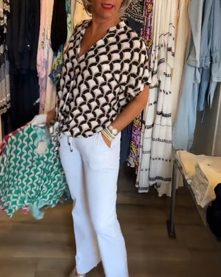 Blouse | Motif Géométrique Écailles | Col V