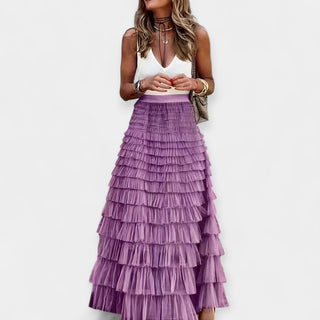 Jupe Boho avec Finition en Satin de Maille Ouverte