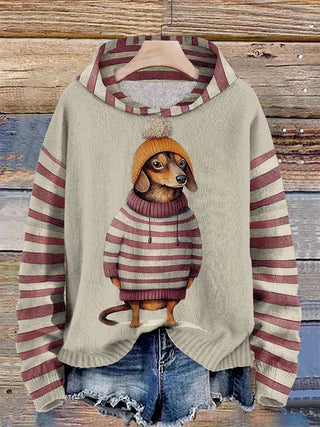 Sweat à Capuche Femme Imprimé Chien Style Fantaisie
