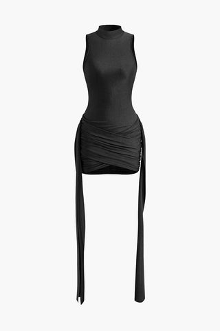 Vera | Robe Minijupe Bodycon à Col Montant Élégante avec Drapé
