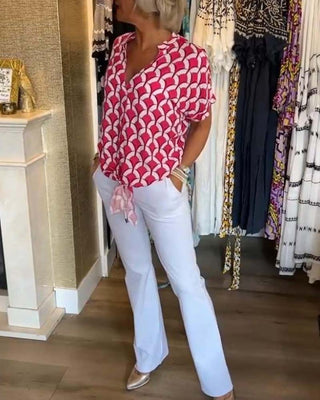 Blouse | Motif Géométrique Écailles | Col V