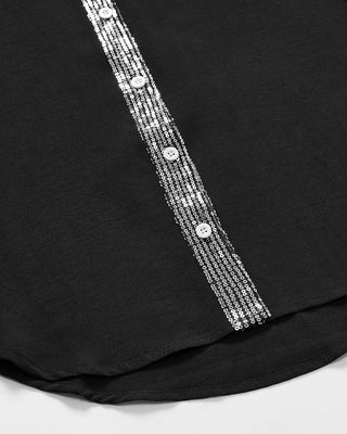 Chemise | Boutons Devant | Poche Poitrine Sequins