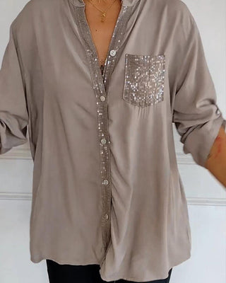 Chemise | Boutons Devant | Poche Poitrine Sequins