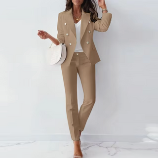 Ensemble pantalon et blazer double boutonnage pour femme