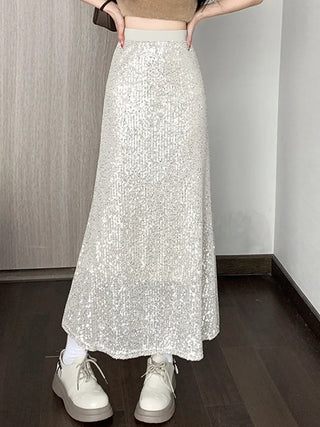 Jupe Longue Paillettes | Taille Haute | Coupe Fluide