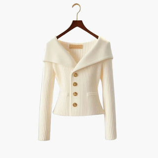 Cardigan ajusté en maille pour femme avec col élégant