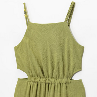 Benedikta | Robe maxi sans manches en lin avec détail découpé et bretelles spaghetti