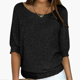 Pull Femme Maille Légère Col Bateau Manches Courtes