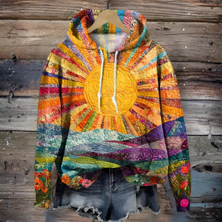 Sweat à capuche Olivia™ multicolore, poche kangourou et cordons.