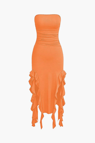 Sofia | Robe maxi bandeau élégante avec détails volantés – Élégance intemporelle