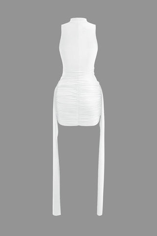 Vera | Robe courte bodycon à col montant élégant avec drapé