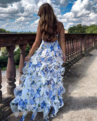 Marlene | Robe maxi à fleurs romantiques avec volants