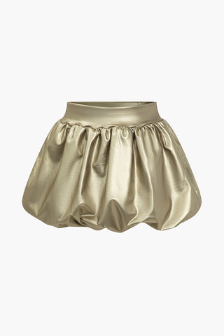 Cordula | Jupe mini ballon extravagante en simili cuir avec ceinture élastique
